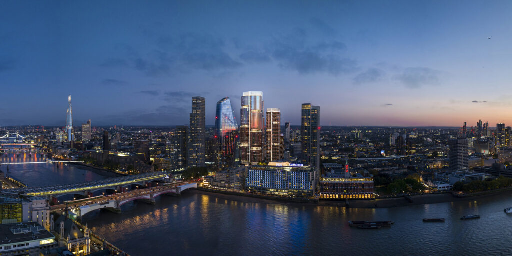 18-Blackfriars-aka-The-Round-Mock-up-of-London-skyline-with-proposed-new-towers_Credit_Foster_and_Partners